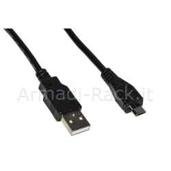 Cavo usb 2.0 - micro usb "b" in rame per ricarica e scambio dati smartphone e tablet mt 0,5 colore nero