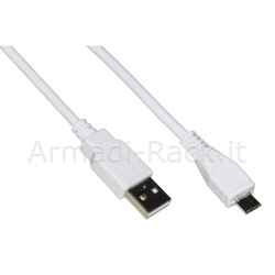 Cavo micro usb 2.0 bianco mt 1 in rame per ricarica veloce e scambio dati