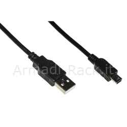 Cavo usb 2.0 mini "b" 5 poli per ricarica o trasmissione dati in rame mt.1