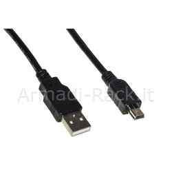 Cavo usb 2.0 mini "b" 5 poli per ricarica o trasmissione dati in rame mt.1,8