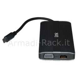 Docking station usb-c con 12 porte usb, hdmi, dp, vga, pd, audio, gigabit, card, per notebook tablet smartphone