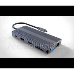 Docking station usb-c con 12 porte usb, hdmi, dp, vga, pd, audio, gigabit, card, per notebook tablet smartphone
