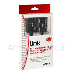 Estensore hdmi tramite 2 cavi di rete cat 6 fino a 30 metri full hd