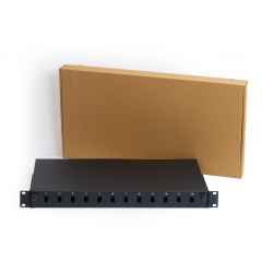 Cassetto fibra ottica 12 porte per adattatori lc duplex e sc simplex 1 unita' per installazione 19" nero (vuoto)