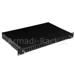 Cassetto fibra ottica 24 porte per adattatori lc duplex e sc simplex 1 unita' per installazione 19" nero con binari telescopici