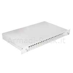 Cassetto fibra ottica 24 porte per adattatori sc duplex 1 unita' per installazione 19" grigio con binari telescopici