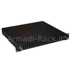 Cassetto fibra ottica 24 porte per adattatori sc duplex 1 unita' per installazione 19" nero con binari telescopici
