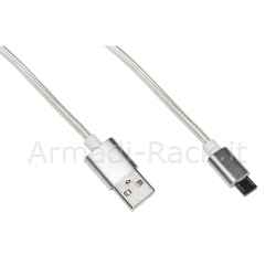 Cavo micro usb mt 1 guaina intrecciata nylon colore bianco fino a 2 ampere
