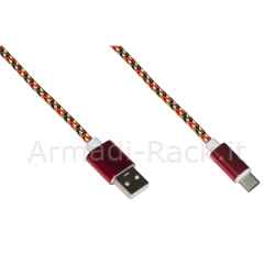 Cavo usb-c mt 1 guaina intrecciata colore rosso/oro