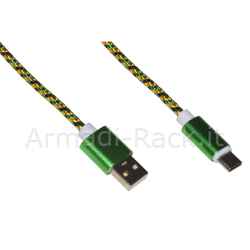 Cavo usb-c mt 1 guaina intrecciata colore verde/oro