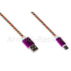 Cavo usb-c mt 1 guaina intrecciata colore vermiglio/oro/blu