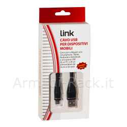 Cavo micro usb mt 1,2 cavo a spirale colore nero con protezione flessibile sul connettore