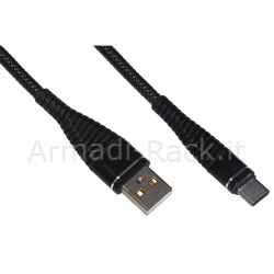 Cavo usb-c mt 1,2 cavo a spirale colore nero con protezione flessibile sul connettore