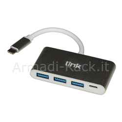 Hub usb-c con 3 porte usb 3.0 + porta usb-c