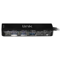 Hub usb-c con 4 porte usb e porta usb-c femmina pd per ricarica dispositivi