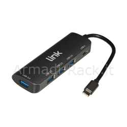 Hub usb-c con 4 porte usb e porta usb-c femmina pd per ricarica dispositivi