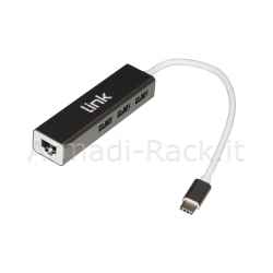 Hub usb-c con 3 porte usb 3.0 + gigabit