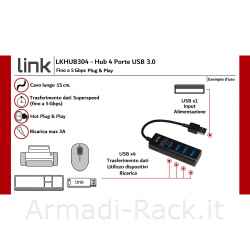 Hub 4 porte usb 3.0 con cavo cm 15