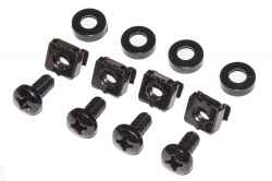 Set 50 Kit vite filetto M6 x 12 mm testa a croce colore Nero + rondella in nylon colore Nero + dado in gabbietta metallica per montaggio a...