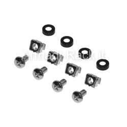 Set 50 Kit vite filetto M6 x 12 mm testa a croce colore acciaio + rondella in nylon colore Nero + dado in gabbietta metallica per montaggio...