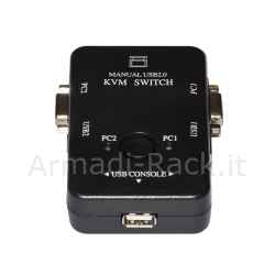 Switch kvm manuale per 2 pc usb/vga con 1 mouse, 1 tastiera usb e 1 monitor vga con cavi inclusi