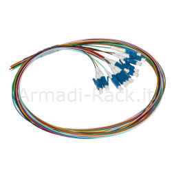Set 12 cavi pigtail fibra ottica colorati connettori lc singlemode simplex 2 mt