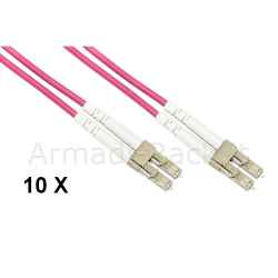 Confezione 10 cavi fibra ottica lc a lc multimode duplex om4 guaina 2 mm 50/125 mt.3