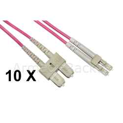 Confezione 10 cavi fibra ottica lc a sc multimode duplex om4 guaina 2 mm 50/125 mt.1