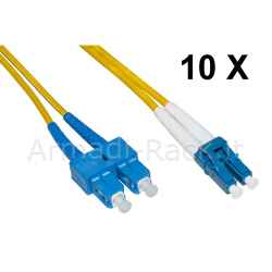 Confezione 10 cavi fibra ottica lc a sc singlemode duplex os2 guaina 2 mm 50/125 mt.3