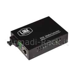 Media converter fibra ottica sc duplex singlemode - rj45 10/100 singlemode 1310nm poe 802.3at 30w 10/100