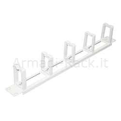 Pannello passapermute 1 unità rack 19 pollici con 5 anelli in plastica e 4 fori passaggio cavi dall'interno all'esterno Grigio Ral 7035