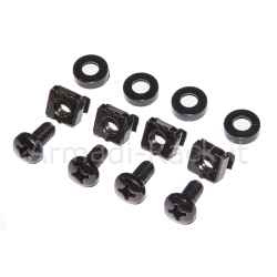 Pannello passapermute 1 unità rack 19 pollici con 5 anelli in plastica e 4 fori passaggio cavi dall'interno all'esterno Nero Ral 9005