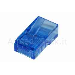 Confezione 100 connettori 8 poli cat 5e utp non schermato rj45 blu