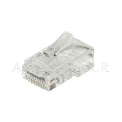 Confezione 100 Connettori 8 Poli Cat 5E Utp Non Schermato Rj45 con Fori per Agevolare Inserimento Cavi