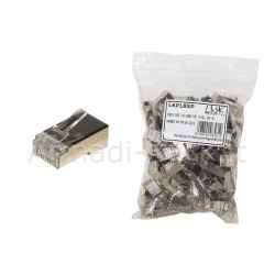 Confezione 100 connettori 8 poli cat 5e schermato rj45 per cavo solido
