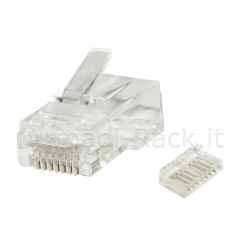 Confezione 10 plug rj45 8/8 per cavo rete cat.6a 23awg solido/flessibile con inseritori