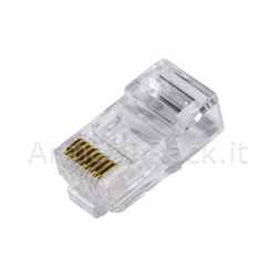 Confezione 100 connettori 8 poli cat 6 utp non schermato rj45 per cavo flessibile