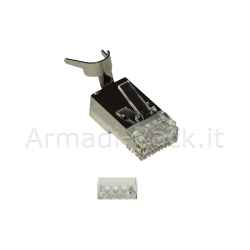 Confezione 10 plug schermati 8 poli rj45 per cavo fino a 1,5 mm2 cat 5e, 6, 6a e 7 con inseritore per cavo solido o flessibile