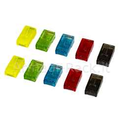Confezione 10 plug 8 poli rj45 cat 5e blu giallo rosso verde nero (2 per colore)