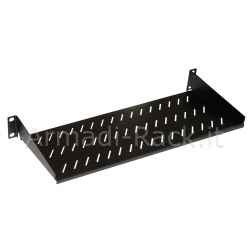 Ripiano a sbalzo 1U (un unità rack), profondo 150 mm, 2 punti di fissaggio 19'' in acciaio verniciato colore nero RAL9005