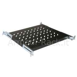 Ripiano universale per armadio rack 19" allungabile 370-450 mm con 4 agganci nero