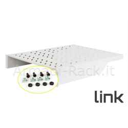 Ripiano per armadio 19" 1 unità profondità 550 mm. (universale) 2 attacchi (frontali) colore grigio