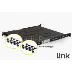 Ripiano universale per armadio rack 19" estraibile su binari telescopici 1 unità nero 550mm.