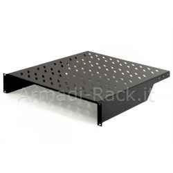 Ripiano per armadio 19" 1 unità profondità 550 mm. (universale) 2 attacchi (frontali) colore nero