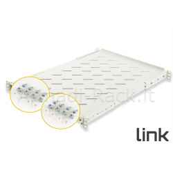 Ripiano per armadio rack 19 allungabile 650 mm con 4 agganci grigio
