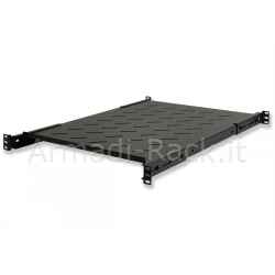 Ripiano per armadio rack 19" allungabile 650 mm con 4 agganci nero