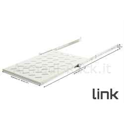 Ripiano universale per armadio rack estraibile su binari telescopici 1 unità grigio 650mm.