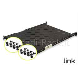 Ripiano universale per armadio rack estraibile su binari telescopici 1 unità nero 650mm.