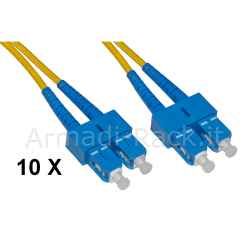 Confezione 10 cavi fibra ottica sc a sc singlemode duplex os2 guaina 2 mm 50/125 mt.1