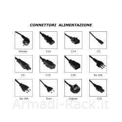 Cavo alimentazione spina tedesca 16a 90 gradi - presa iec c13 90 gradi mt.3